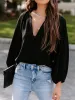 Ruched Notched Balloon Sleeve Blouse sold by Charming Charlie
