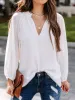 Ruched Notched Balloon Sleeve Blouse sold by Charming Charlie