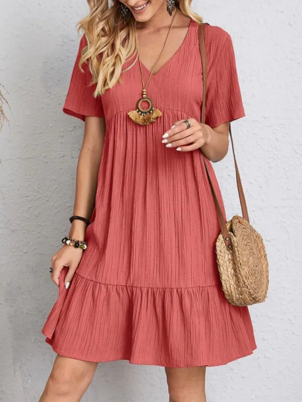Full Size V-Neck Short Sleeve Dress sold by Charming Charlie