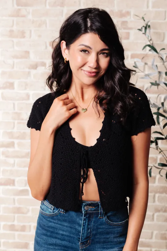 Nighttime Coffee Cardigan in Black sold by Charming Charlie