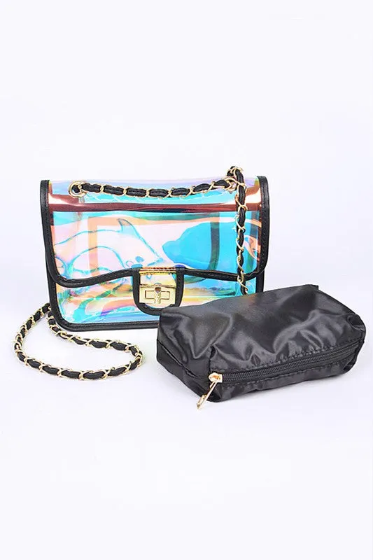 Holographic Vinyl Soft Clutch with Inner Pouch sold by Charming Charlie