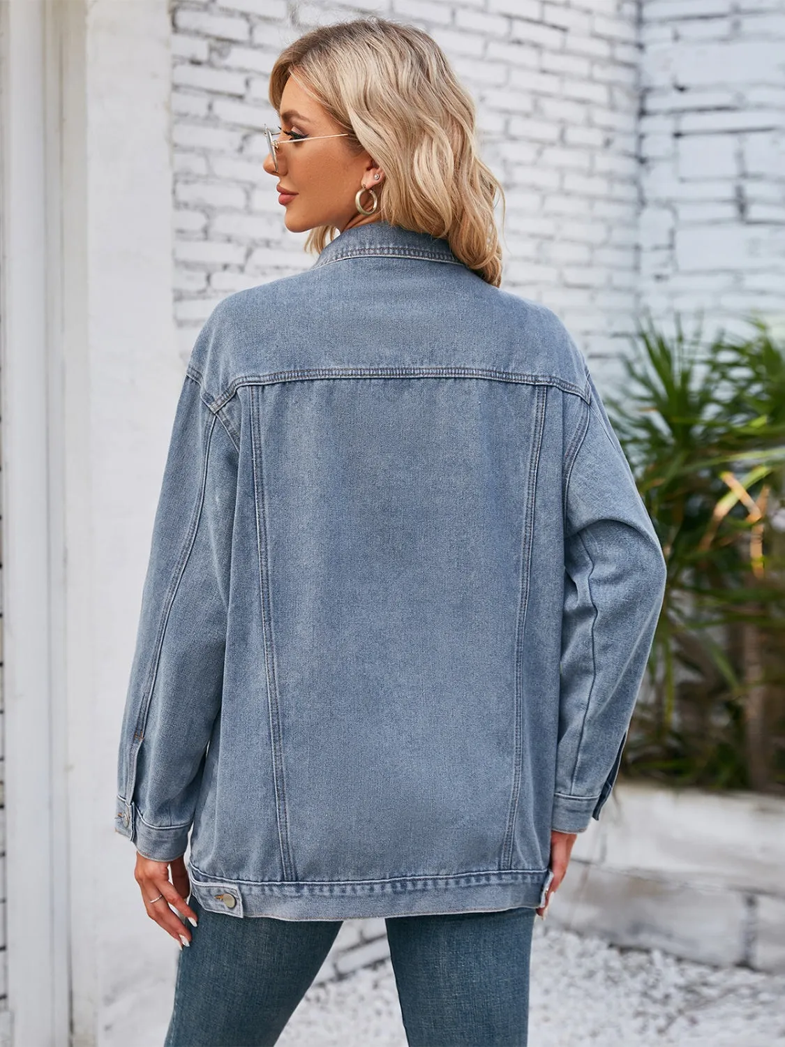 Button Up Long Sleeve Denim Jacket sold by Charming Charlie product image thumbnail 2