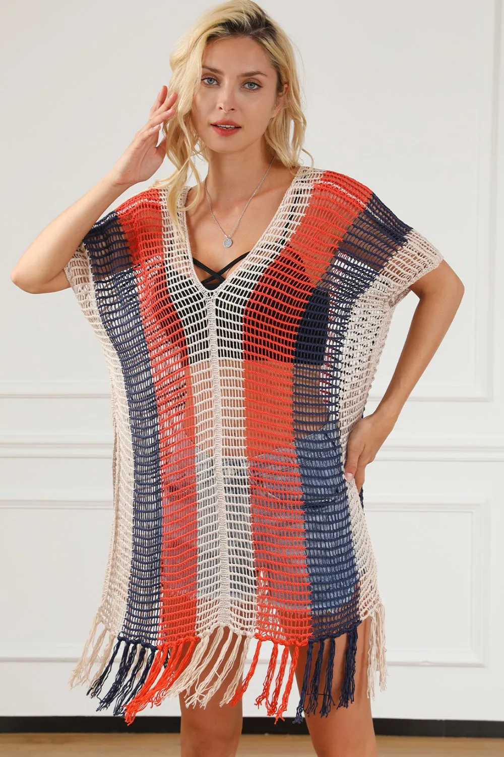Tassel Color Block V-Neck Cover Up sold by Charming Charlie product image thumbnail 3