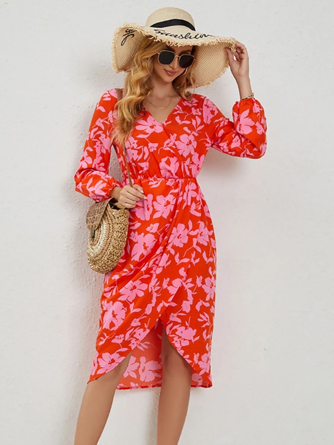 Printed Surplice Long Sleeve Midi Dress sold by Charming Charlie product image thumbnail 5