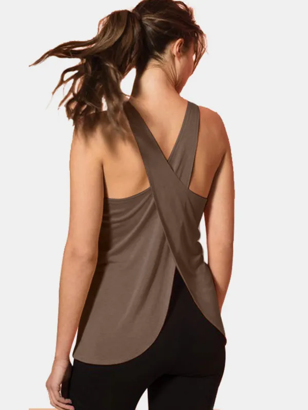 Crisscross Scoop Neck Active Tank sold by Charming Charlie