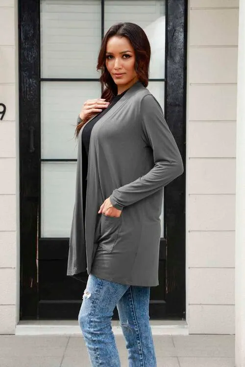 Basic Bae Full Size Open Front Long Sleeve Cardigan with Pockets sold by Charming Charlie product image thumbnail 3
