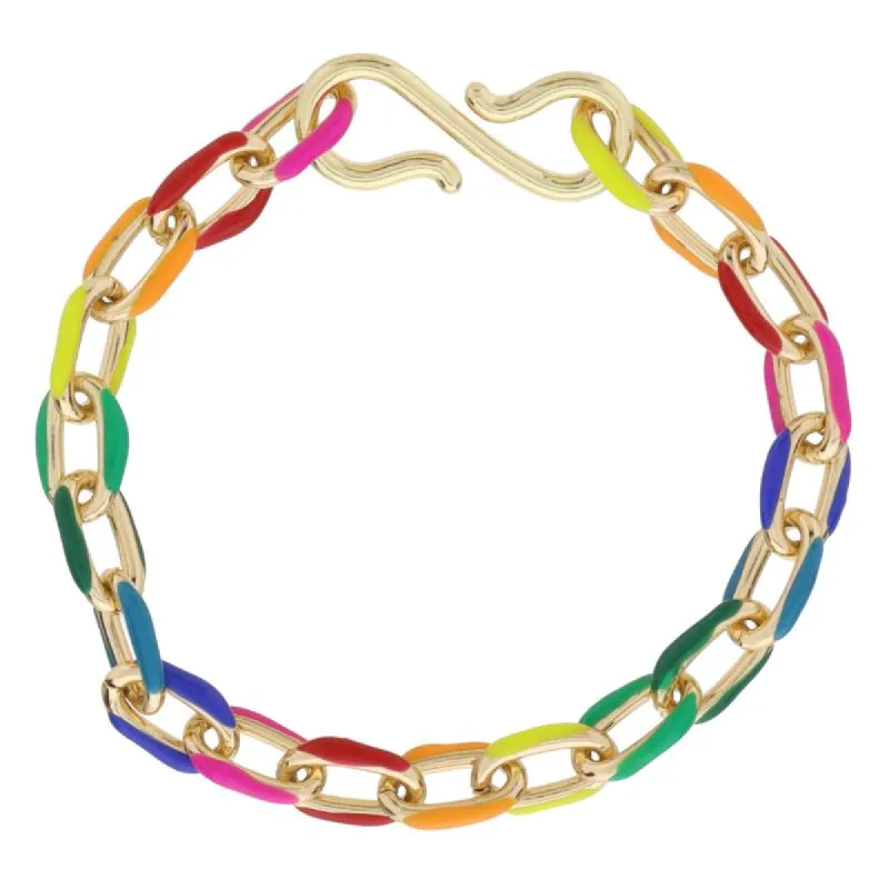 Multi Enamel Cable Chain Bracelet, S-Hook Closure sold by Charming Charlie