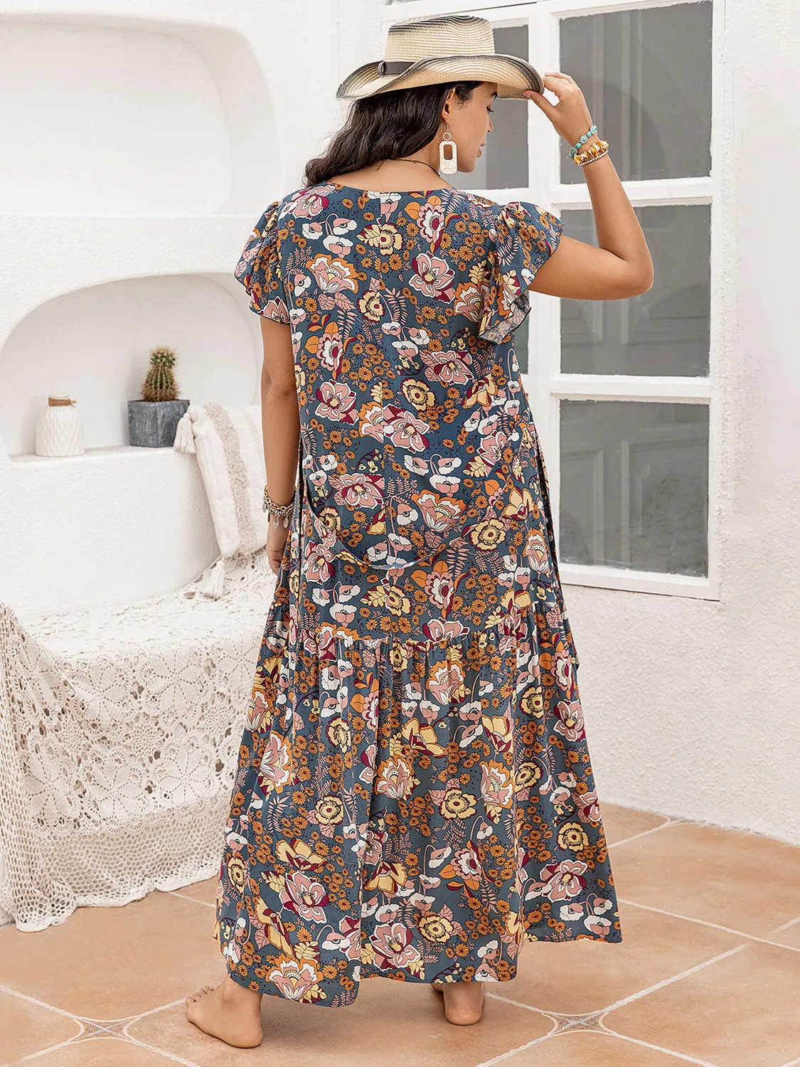 Plus Size Ruffled Printed Cap Sleeve Dress sold by Charming Charlie product image thumbnail 2