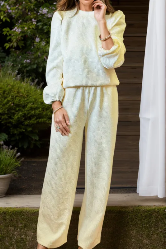 Round Neck Long Sleeve Top and Pants Set sold by Charming Charlie