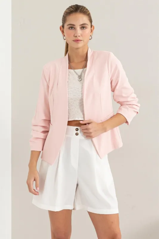 HYFVE Open Front Ruched Sleeve Blazer sold by Charming Charlie