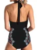 Cutout Printed Halter Neck One-Piece Swimwear sold by Charming Charlie