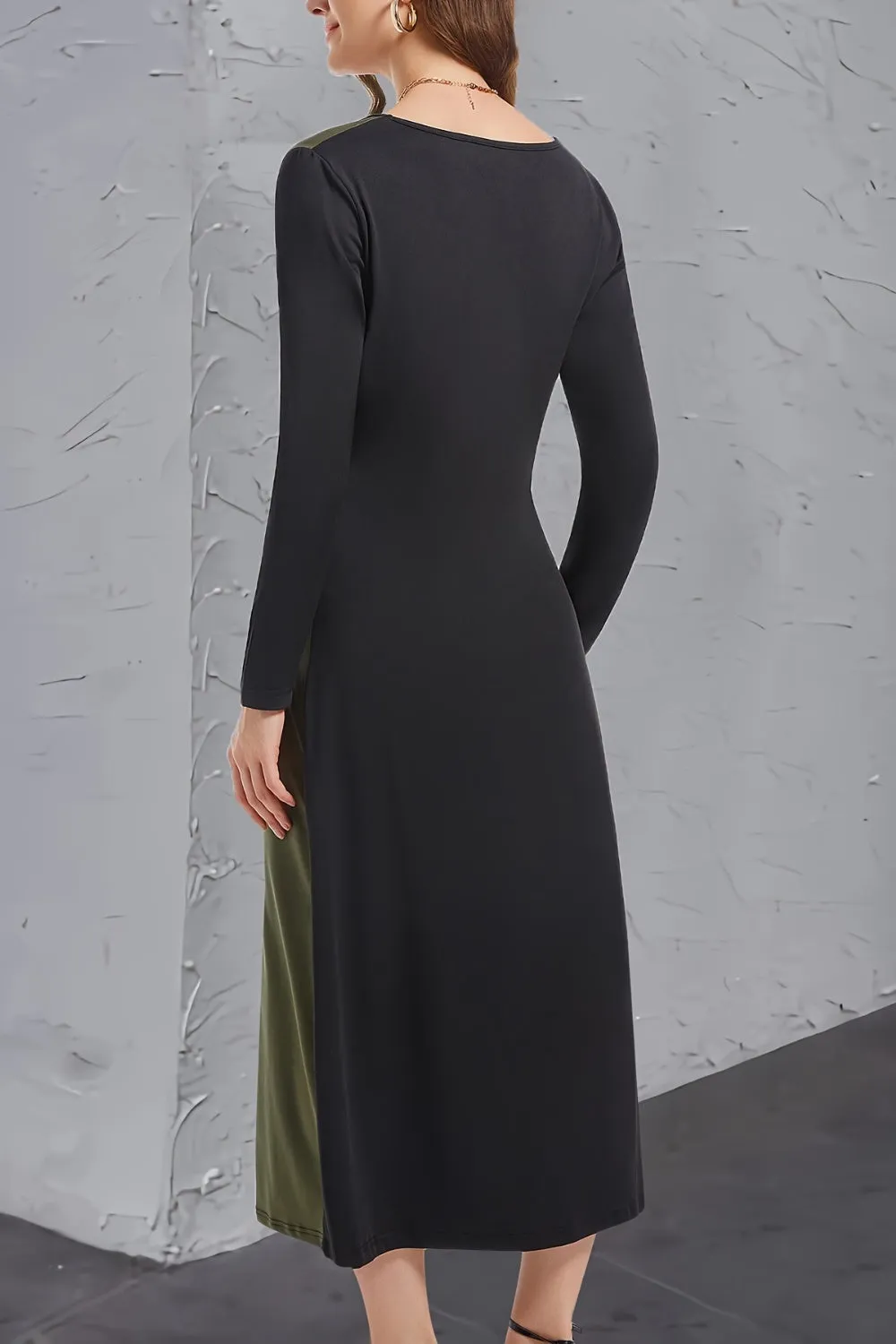 Contrast Long Sleeve Midi Dress sold by Charming Charlie product image thumbnail 5