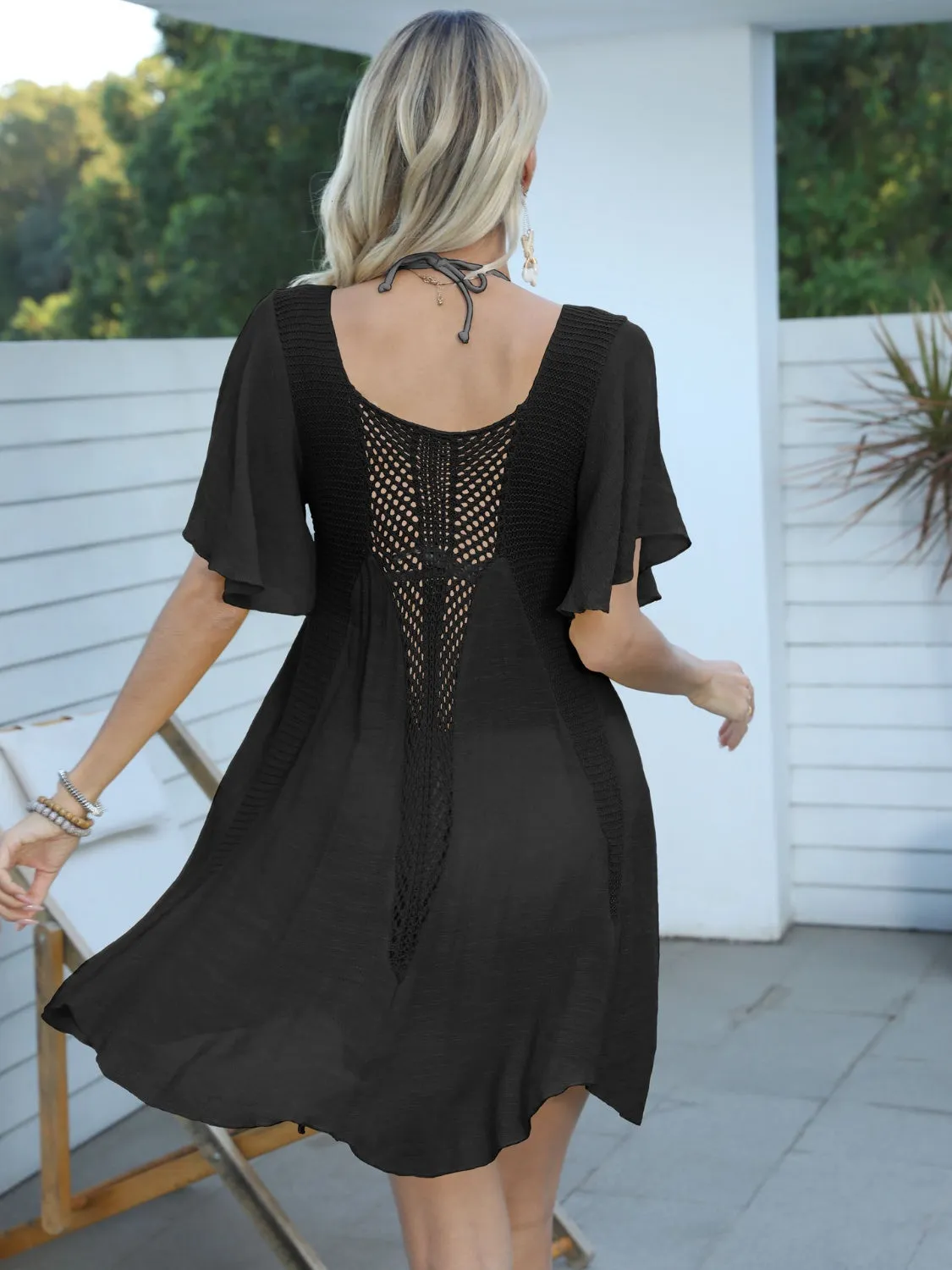 Openwork Flutter Sleeve Cover-Up Dress sold by Charming Charlie product image thumbnail 5