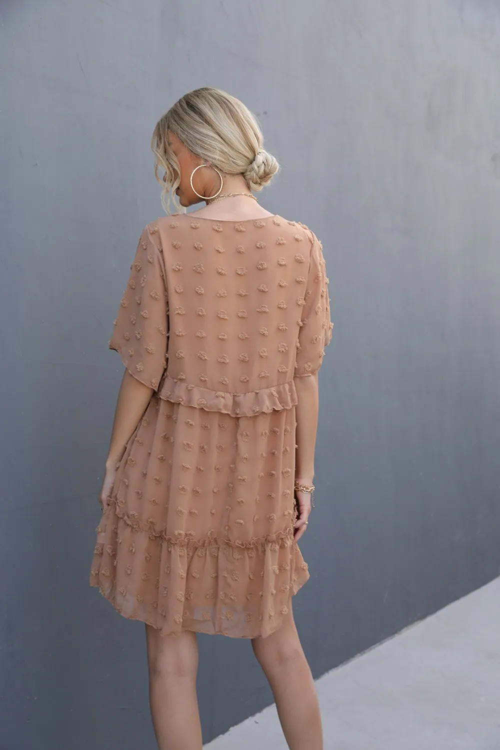 Swiss Dot V-Neck Flutter Sleeve Mini Dress sold by Charming Charlie product image thumbnail 2