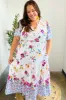 Beautiful You Ivory & Blue Floral Border Print Smocked Waist Dress sold by Charming Charlie