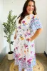 Beautiful You Ivory & Blue Floral Border Print Smocked Waist Dress sold by Charming Charlie