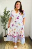 Beautiful You Ivory & Blue Floral Border Print Smocked Waist Dress sold by Charming Charlie