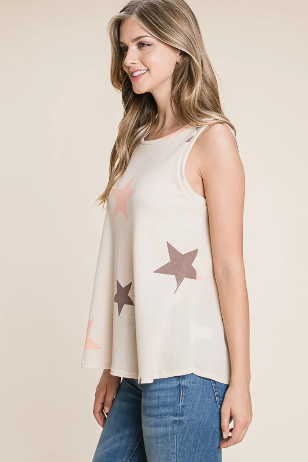 BOMBOM Star Print Round Neck Tank sold by Charming Charlie product image thumbnail 3