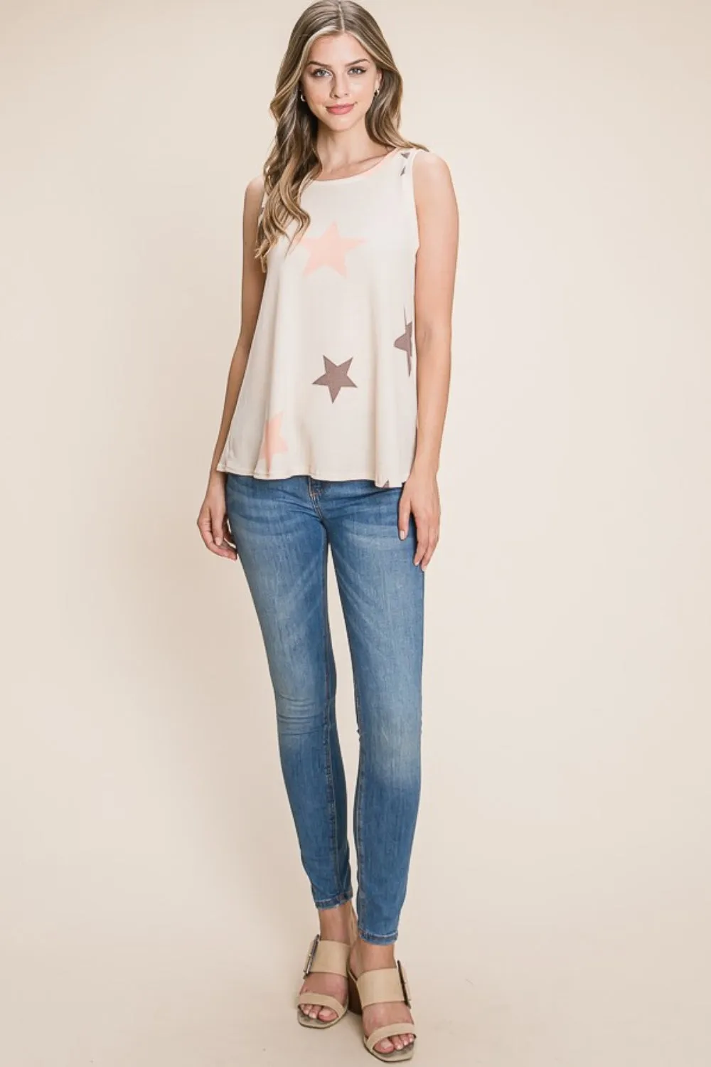 BOMBOM Star Print Round Neck Tank sold by Charming Charlie product image thumbnail 5
