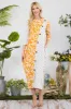 Celeste Full Size Floral Polka Dot Contrast Midi-Dress with Pockets sold by Charming Charlie