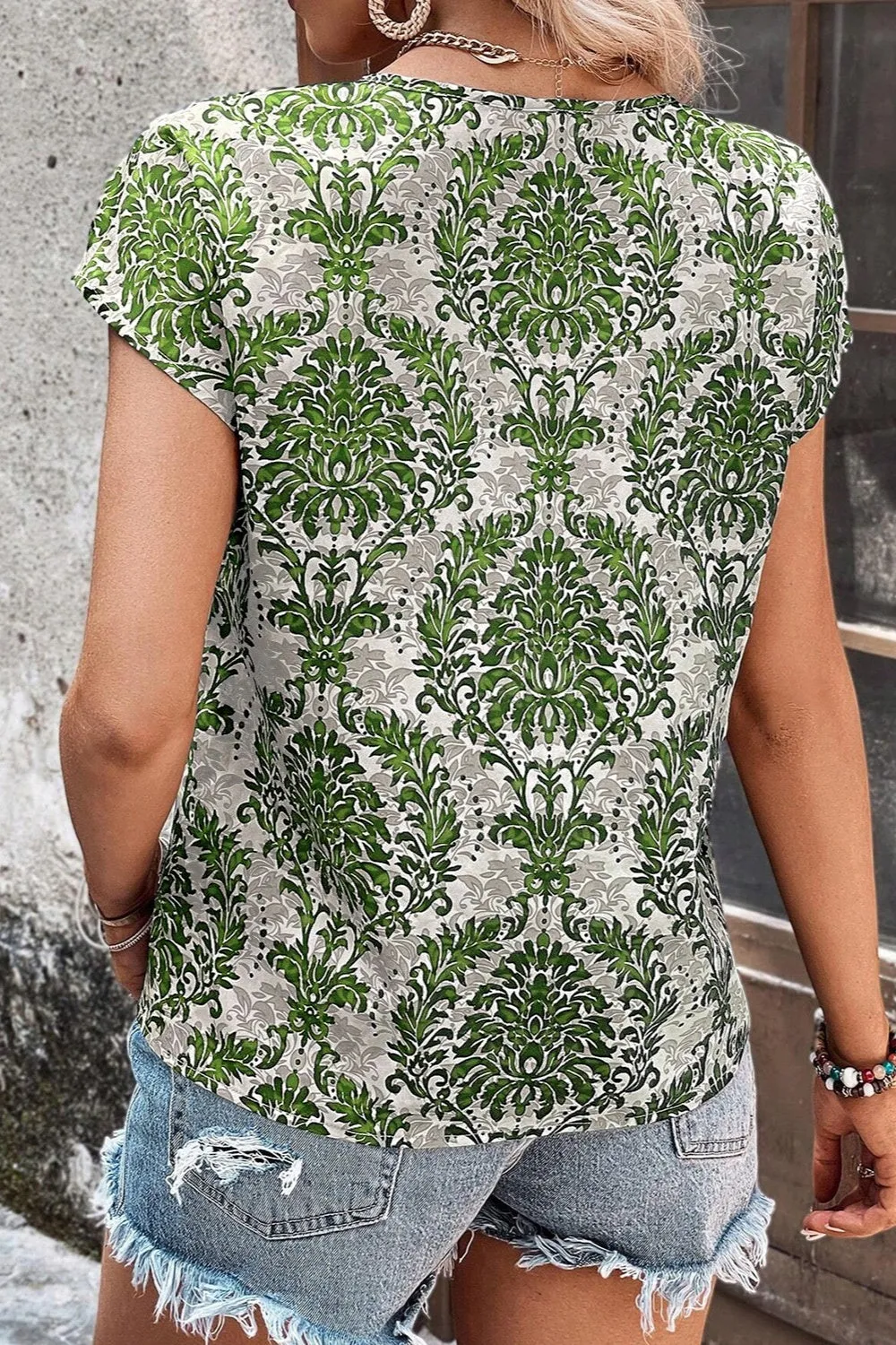 Cutout Printed Short Sleeve Blouse sold by Charming Charlie product image thumbnail 4
