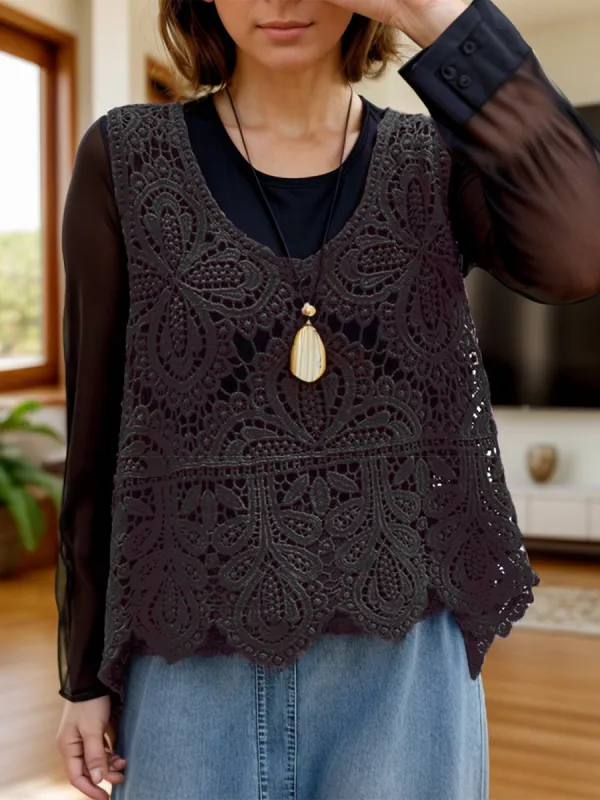 Cutout Scoop Neck Sleeveless Knit Cover Up sold by Charming Charlie