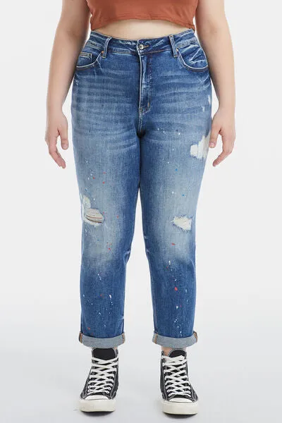 BAYEAS Full Size High Waist Distressed Paint Splatter Pattern Jeans sold by Charming Charlie product image thumbnail 4