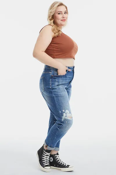 BAYEAS Full Size High Waist Distressed Paint Splatter Pattern Jeans sold by Charming Charlie product image thumbnail 2