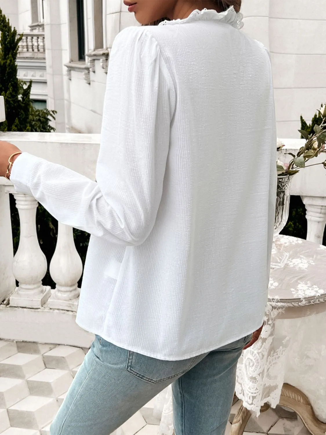 Textured Lace Detail Long Sleeve Shirt sold by Charming Charlie product image thumbnail 2