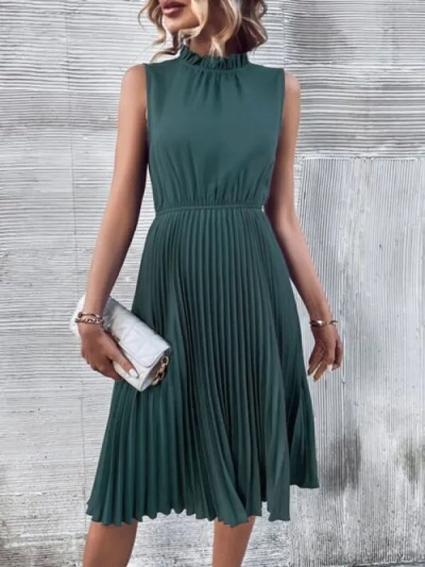 Pleated Frill Mock Neck Sleeveless Dress sold by Charming Charlie