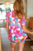 Feeling Bold Multicolor Geo Print Mock Neck Flutter Sleeve Top sold by Charming Charlie
