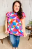 Feeling Bold Multicolor Geo Print Mock Neck Flutter Sleeve Top sold by Charming Charlie