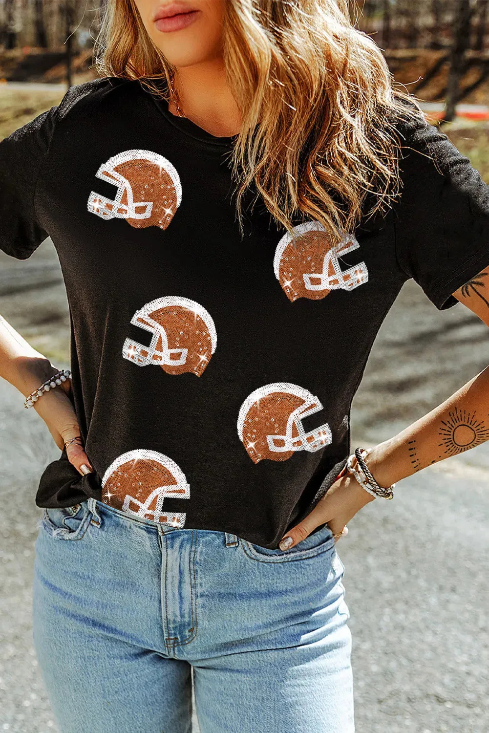 Sequin Round Neck Short Sleeve T-Shirt sold by Charming Charlie product image thumbnail 2