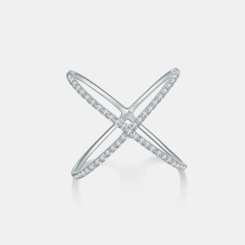 925 Sterling Silver Moissanite Crisscross Ring sold by Charming Charlie