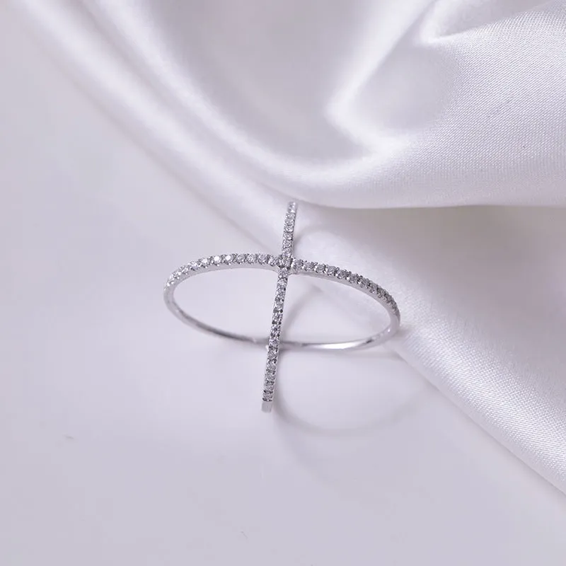 925 Sterling Silver Moissanite Crisscross Ring sold by Charming Charlie product image thumbnail 3