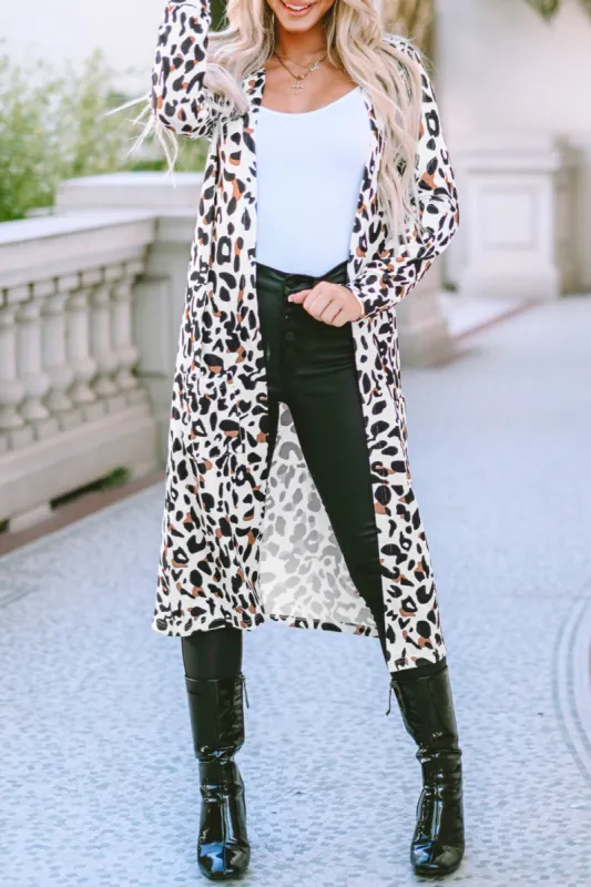 Leopard Open Front Long Sleeve Cover Up sold by Charming Charlie