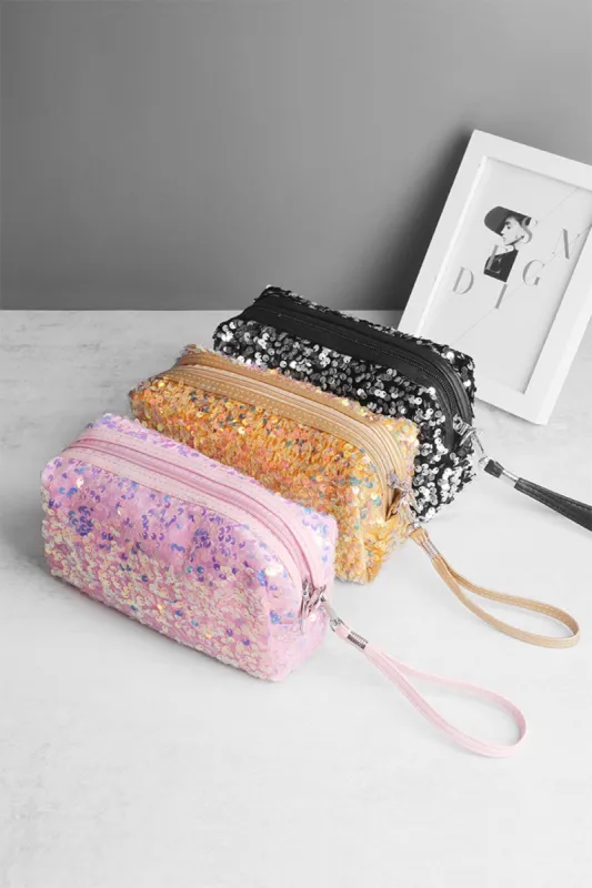 Zenana Colorful Shine Cosmetic Sequin Design Bag sold by Charming Charlie