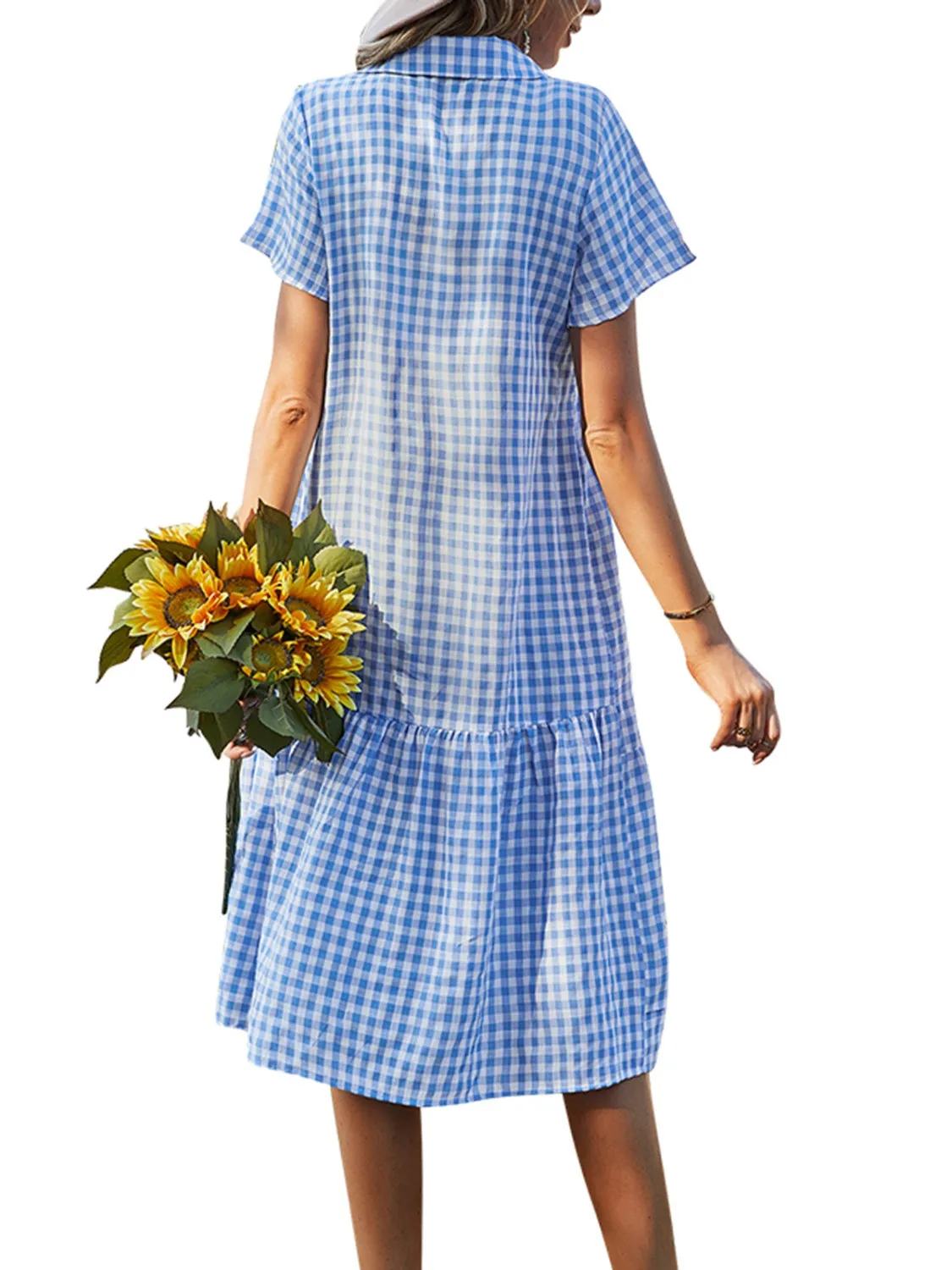 Button Up Plaid Short Sleeve Midi Dress sold by Charming Charlie product image thumbnail 2