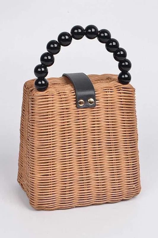 Beads Handle Straw Structure Clutch Swing Bag sold by Charming Charlie product image thumbnail 4
