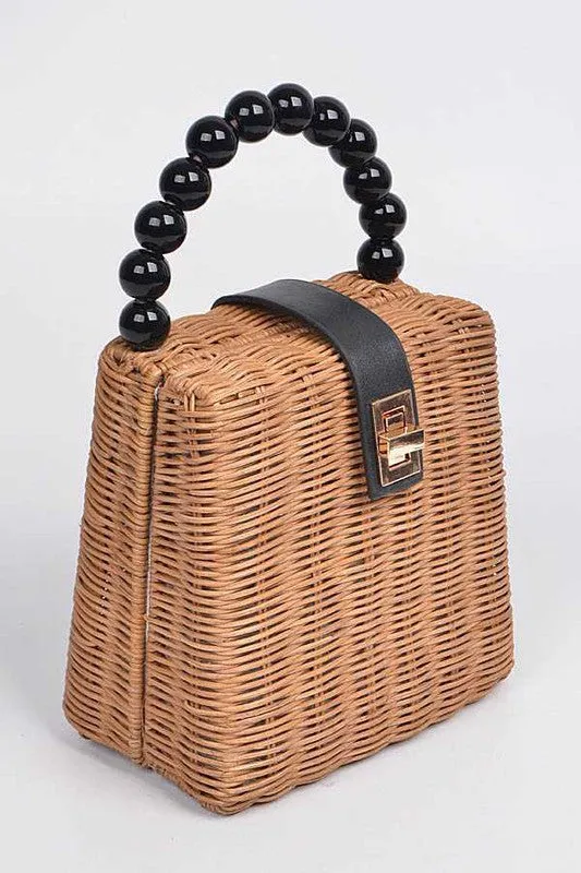 Beads Handle Straw Structure Clutch Swing Bag sold by Charming Charlie product image thumbnail 3