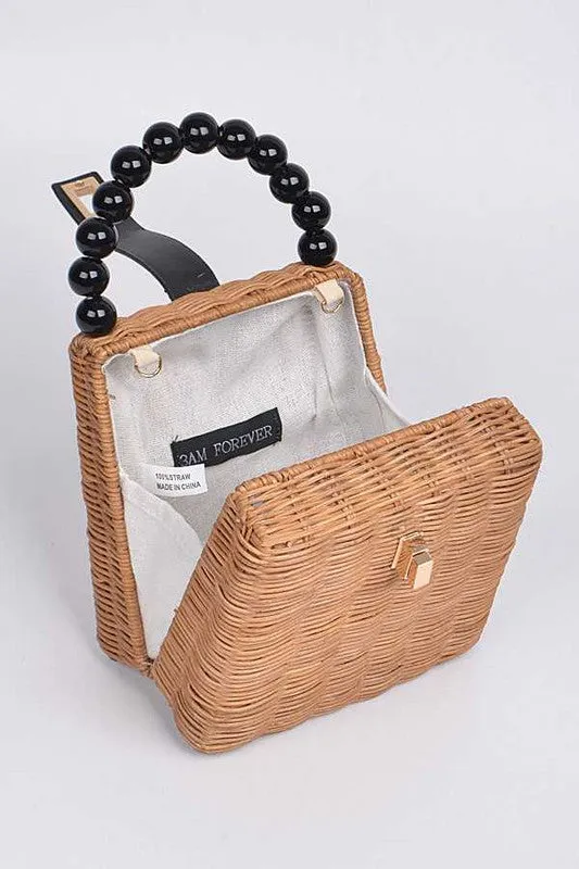 Beads Handle Straw Structure Clutch Swing Bag sold by Charming Charlie product image thumbnail 2