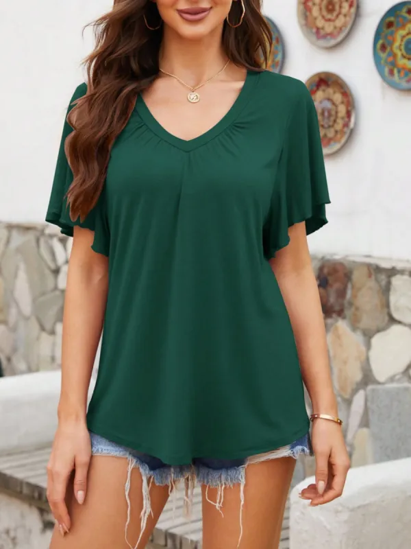 V-Neck Flutter Sleeve T-Shirt sold by Charming Charlie