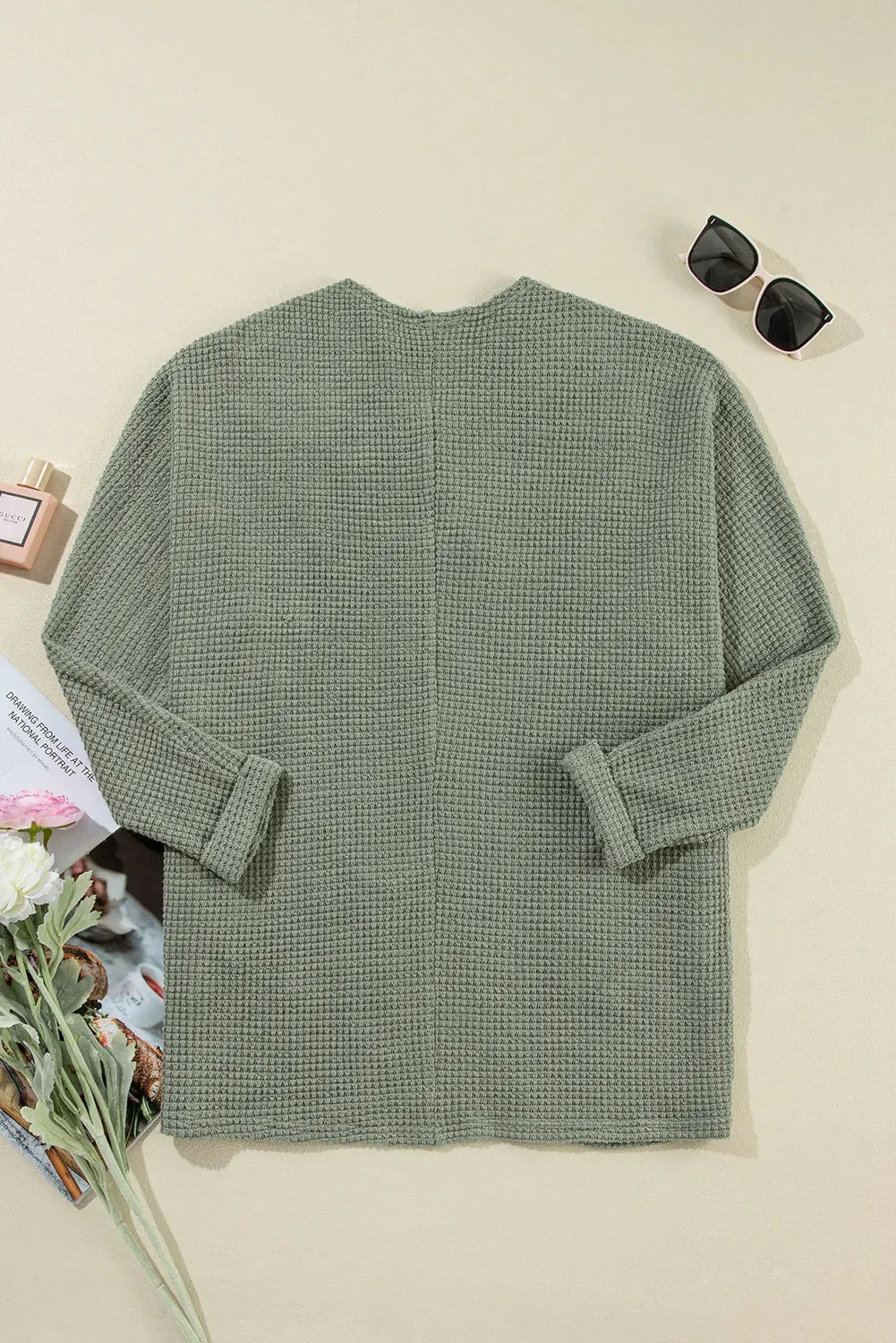 Waffle-Knit Open Front Long Sleeve Cover Up sold by Charming Charlie product image thumbnail 4