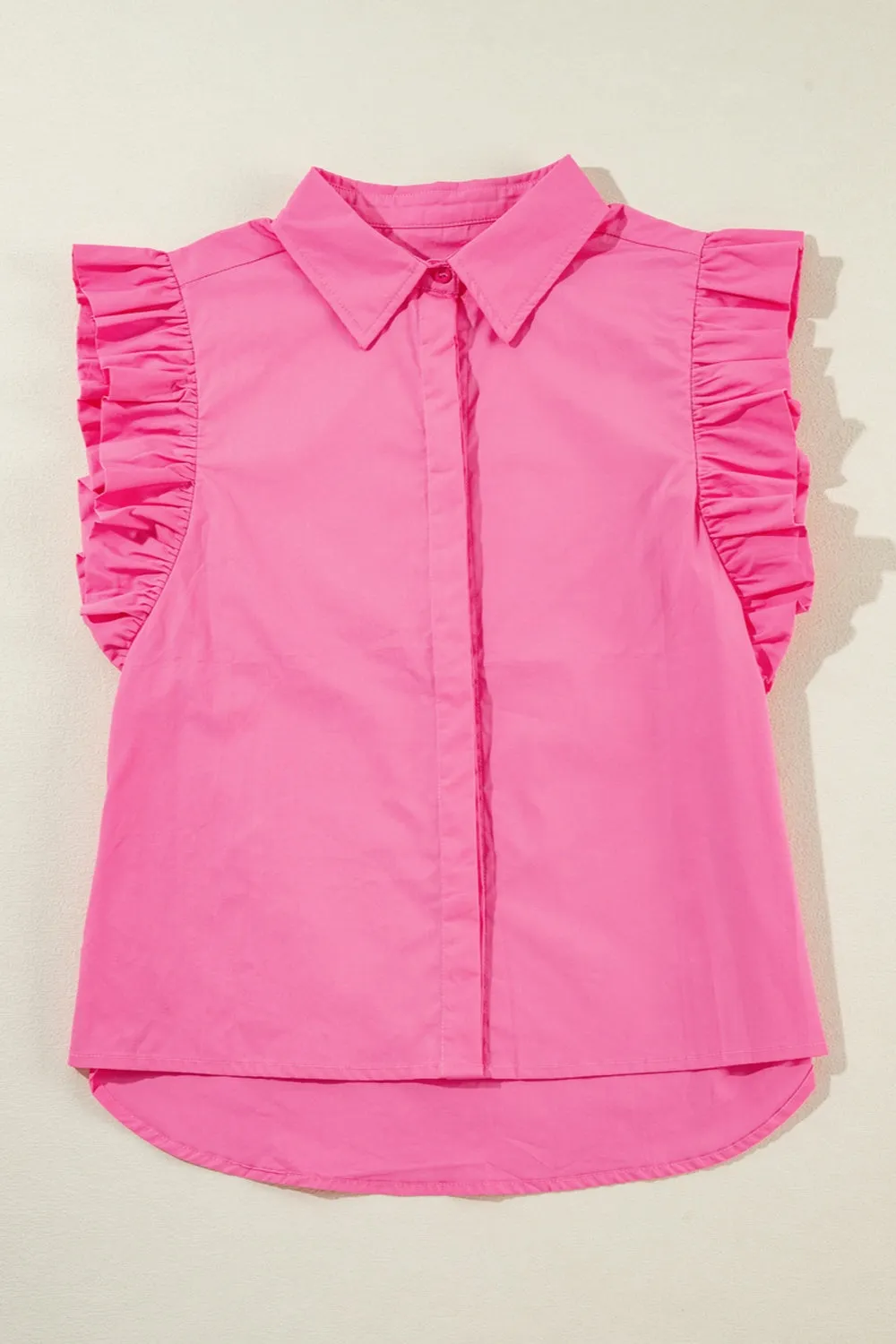 Ruffled Collared Neck Cap Sleeve Shirt sold by Charming Charlie