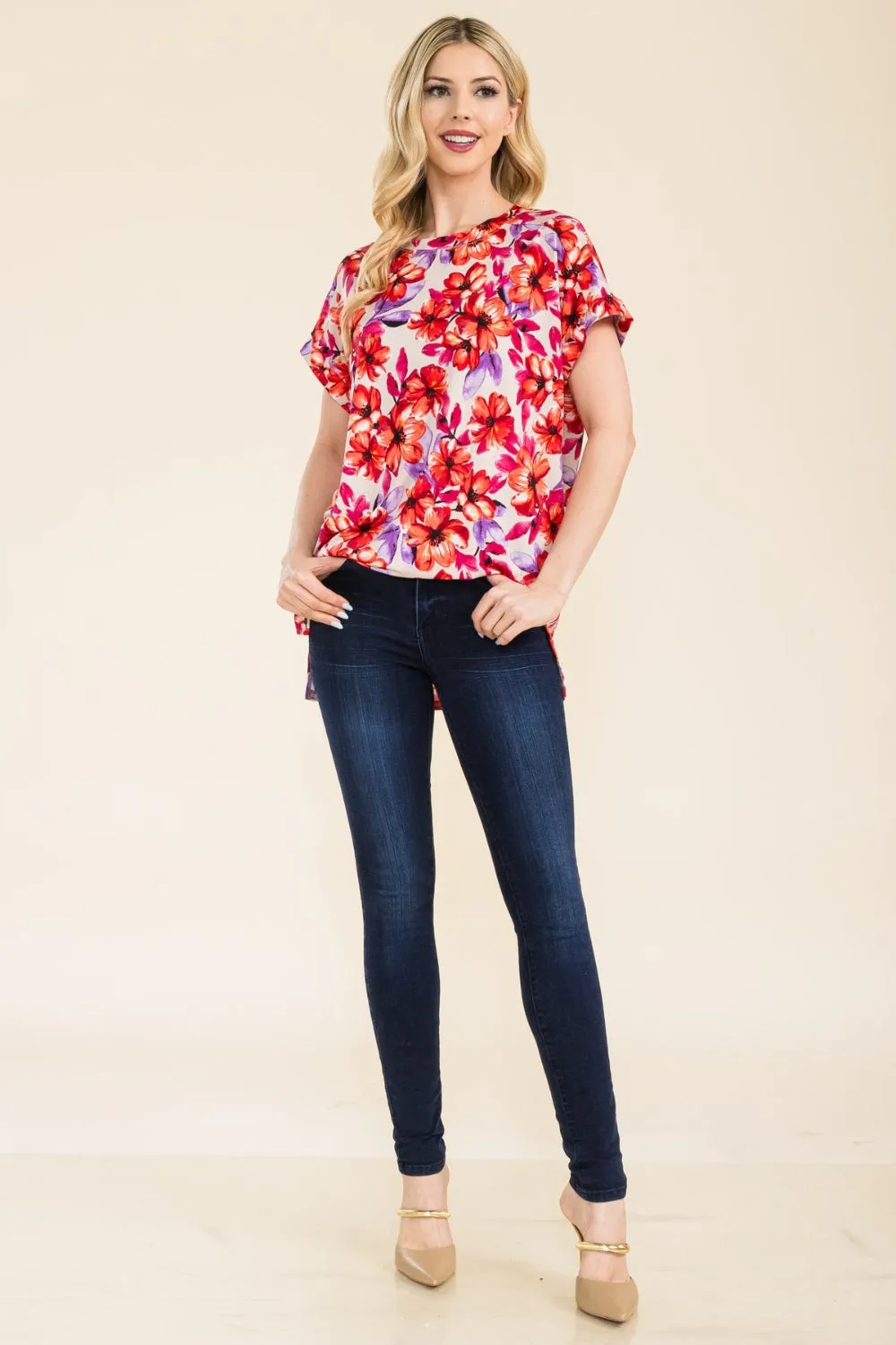 Celeste Full Size Round Neck Short Sleeve Floral T-Shirt sold by Charming Charlie product image thumbnail 4