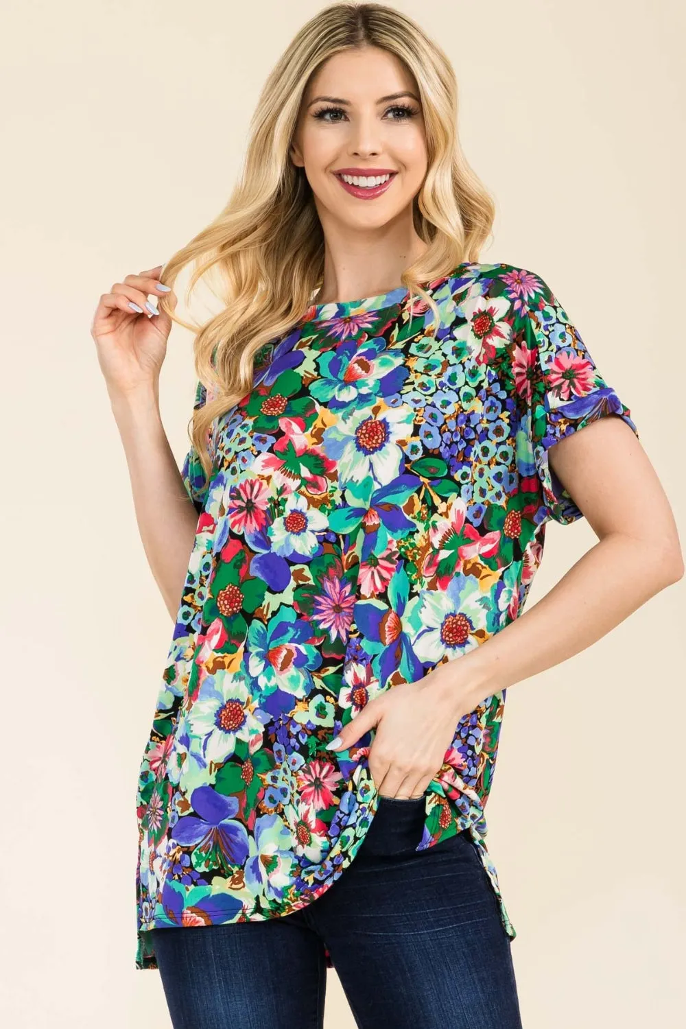 Celeste Full Size Round Neck Short Sleeve Floral T-Shirt sold by Charming Charlie product image thumbnail 5