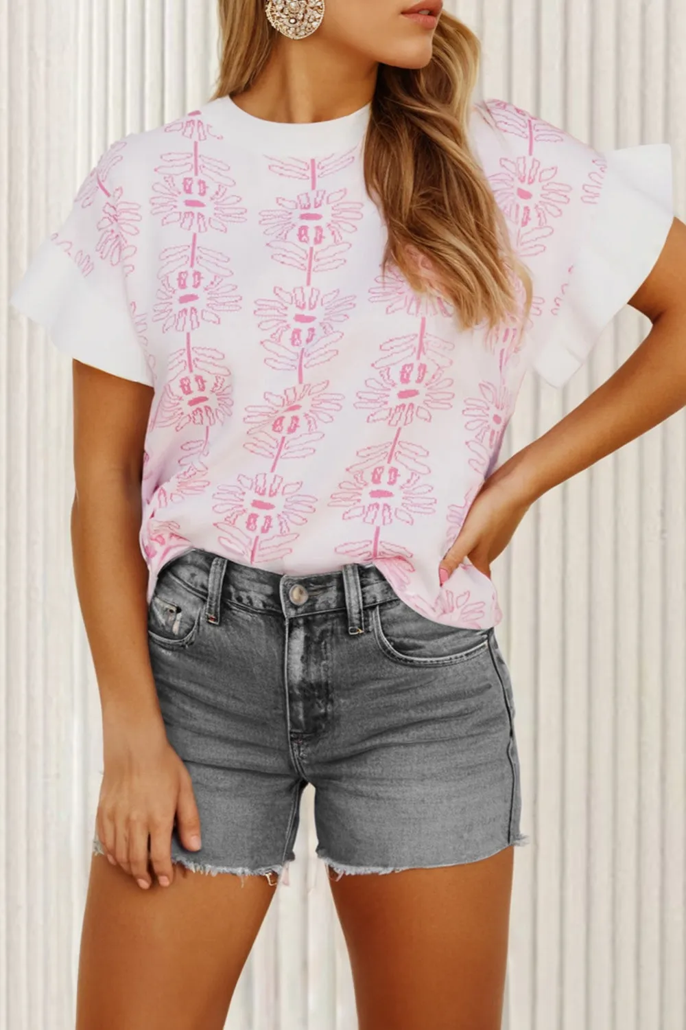 Round Neck Short Sleeve Knit Top sold by Charming Charlie