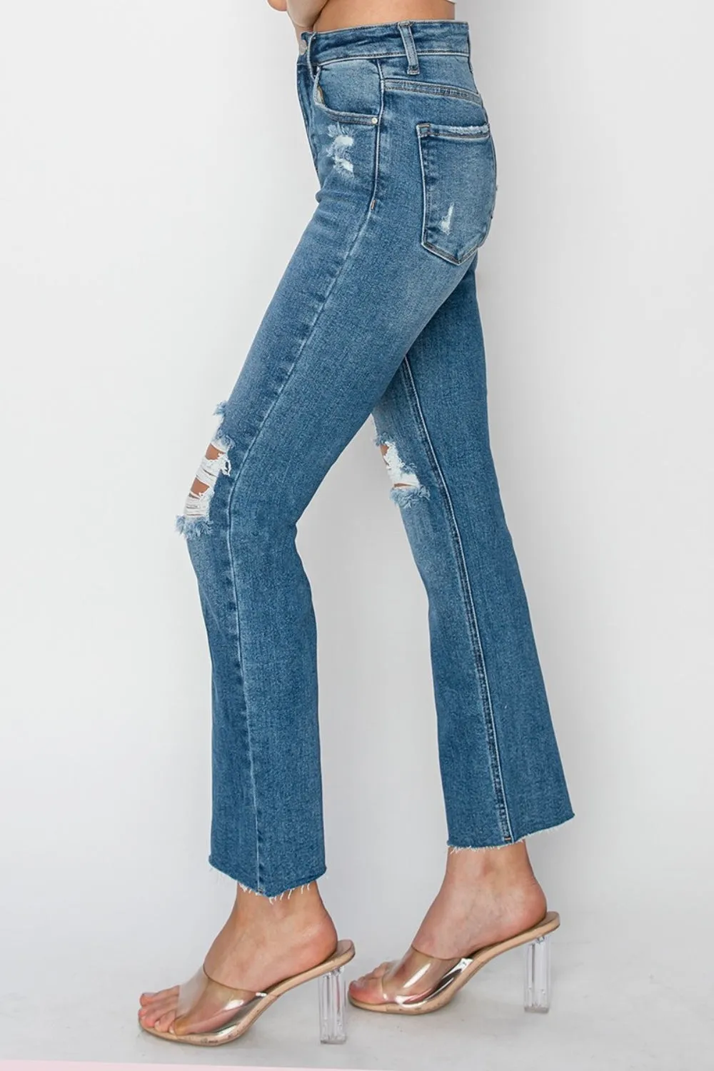 RISEN High Rise Distressed Ankle Jeans sold by Charming Charlie product image thumbnail 3