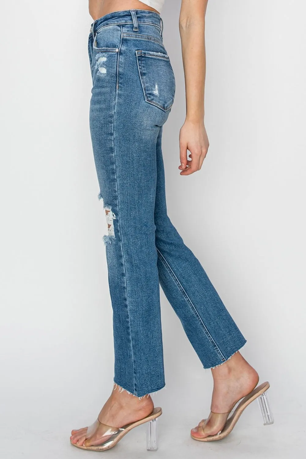 RISEN High Rise Distressed Ankle Jeans sold by Charming Charlie product image thumbnail 4