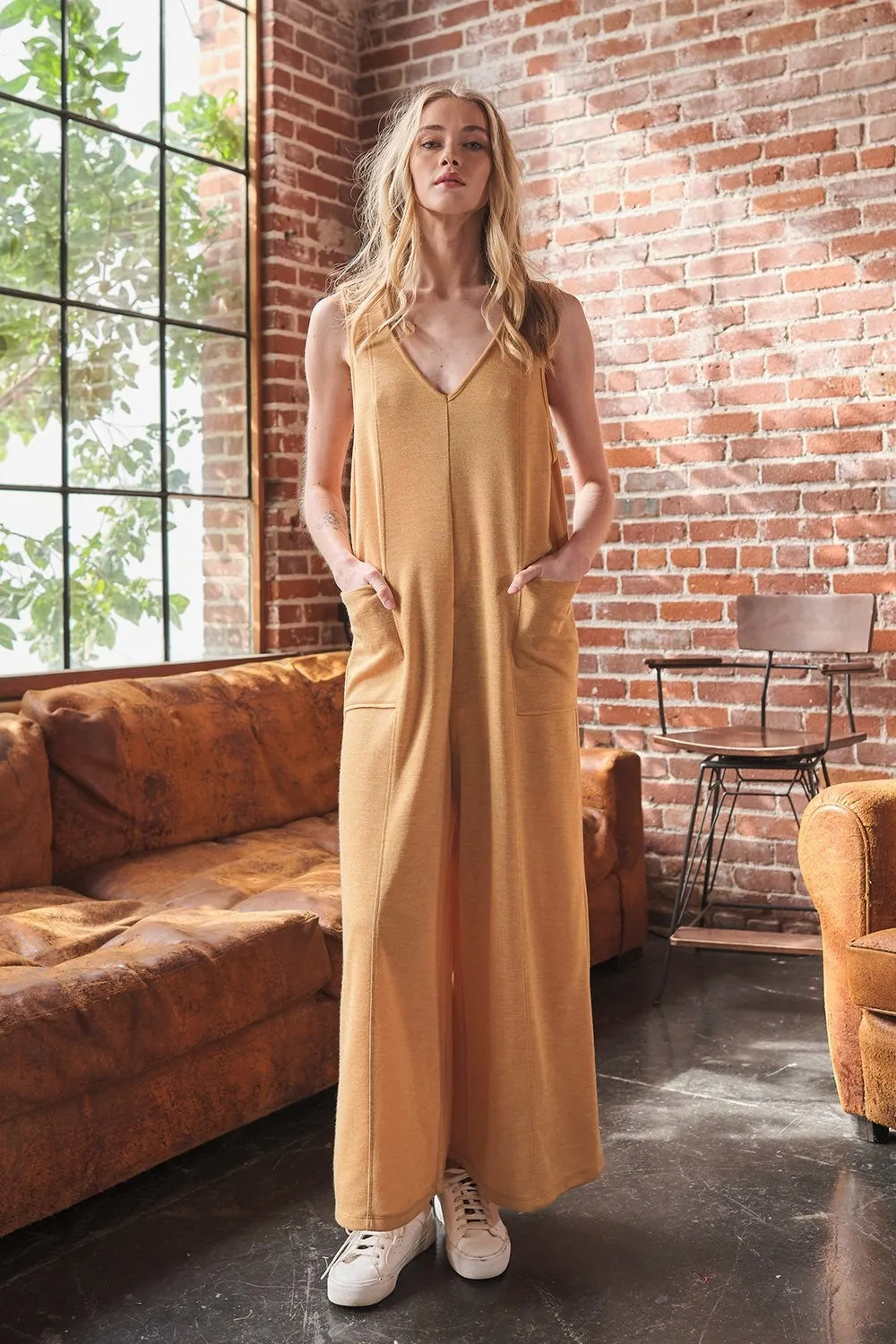 Ces Femme V-Neck Sleeveless Wide Leg Jumpsuit sold by Charming Charlie product image thumbnail 4